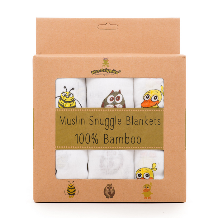 100% Bamboo Muslin Swaddle Blankets - Gift Set