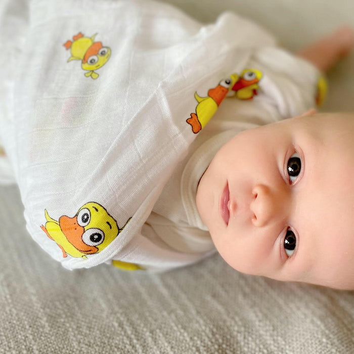 100% Bamboo Muslin Swaddle Blanket - Duck