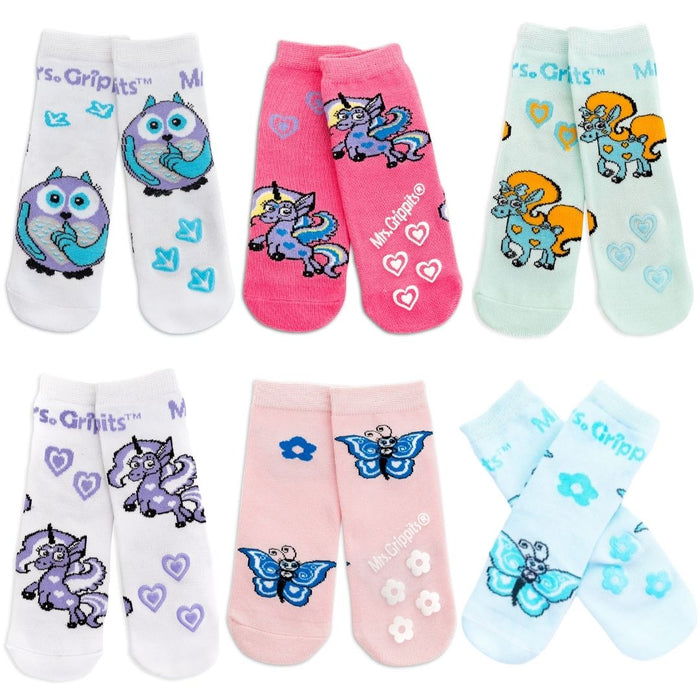 Baby/Toddler Bamboo Socks with Grips - 6-pack Fairy Tale (1-4 years)