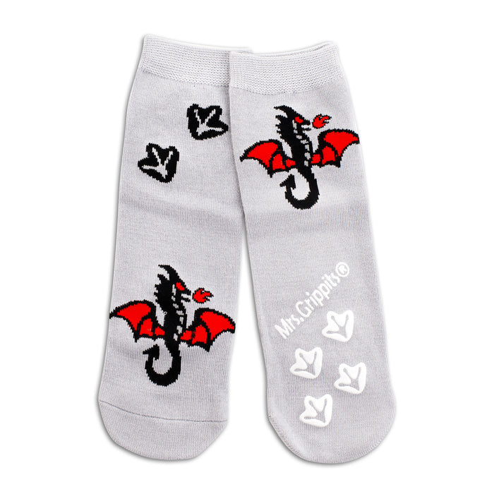 Kids Bamboo Socks with Grips - Dragon (Medium)