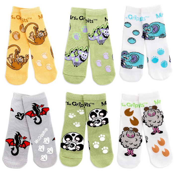 Baby/Toddler Bamboo Socks with Grips - 6-pack (1-4 years)