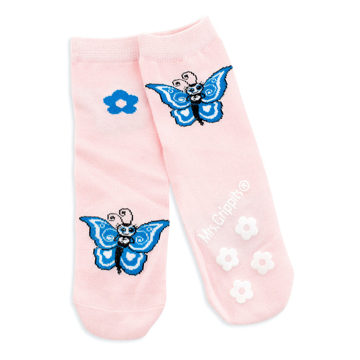 Kids Bamboo Socks with Grips - Butterfly (Medium)