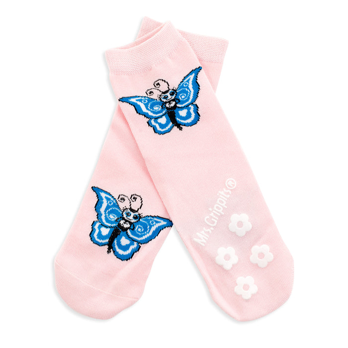 Kids Bamboo Socks with Grips - Butterfly (Medium)