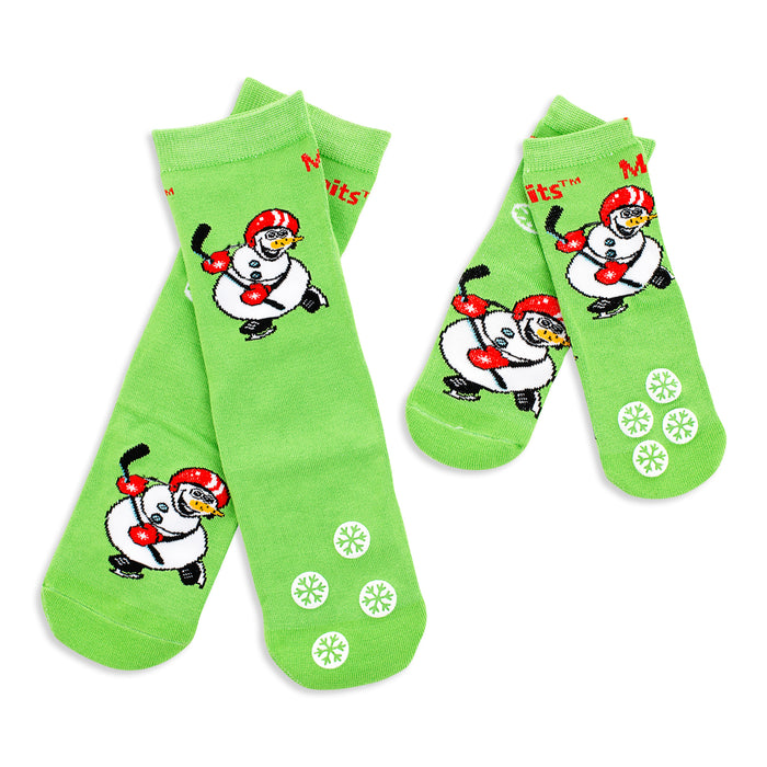 Matching Snowman Socks with Grips - Adult + Kids