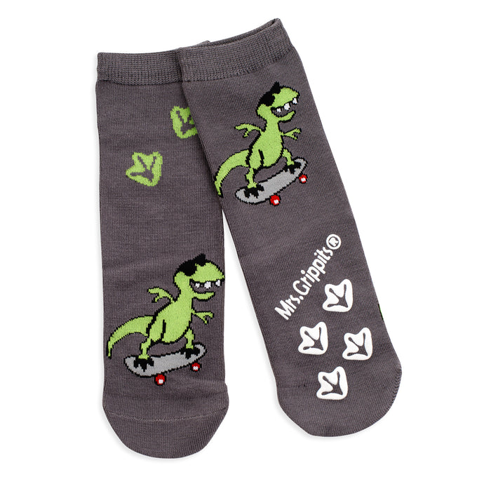 Kids Bamboo Socks with Grips - T-Rex (Medium)