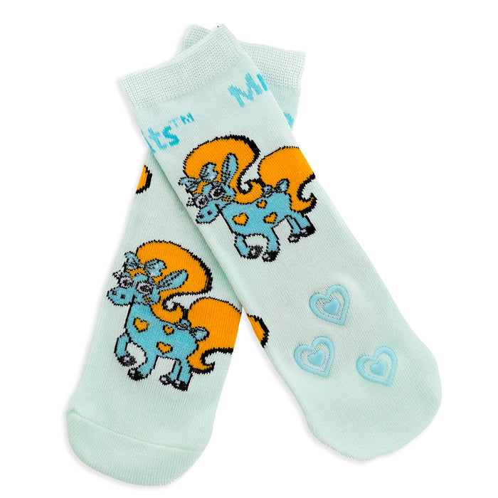 Baby/Kids Bamboo Grip Socks - Blue Pony