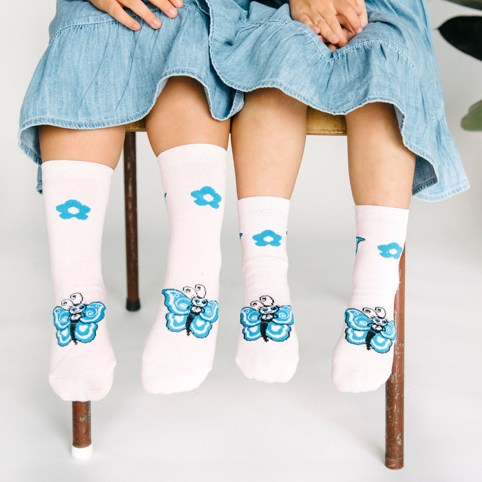 Butterfly/Unicorn Non-Slip Socks 6-pack (5-9 years)