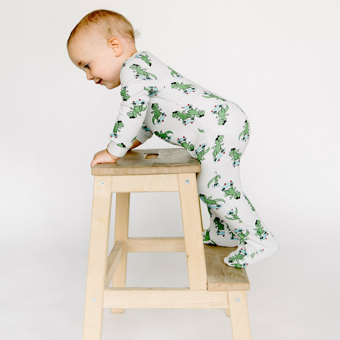 Baby/Toddler Bamboo Onesie with Grips - T-Rex
