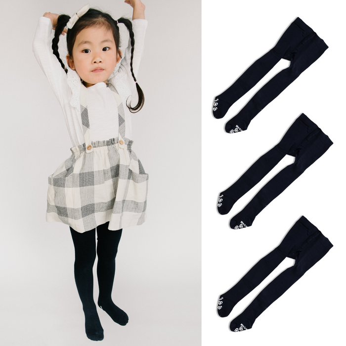 Baby/Kids Tights with Grips - Navy 3-pack